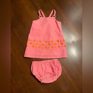 Janie and Jack pink and orange cut out dress, size 6-12 months